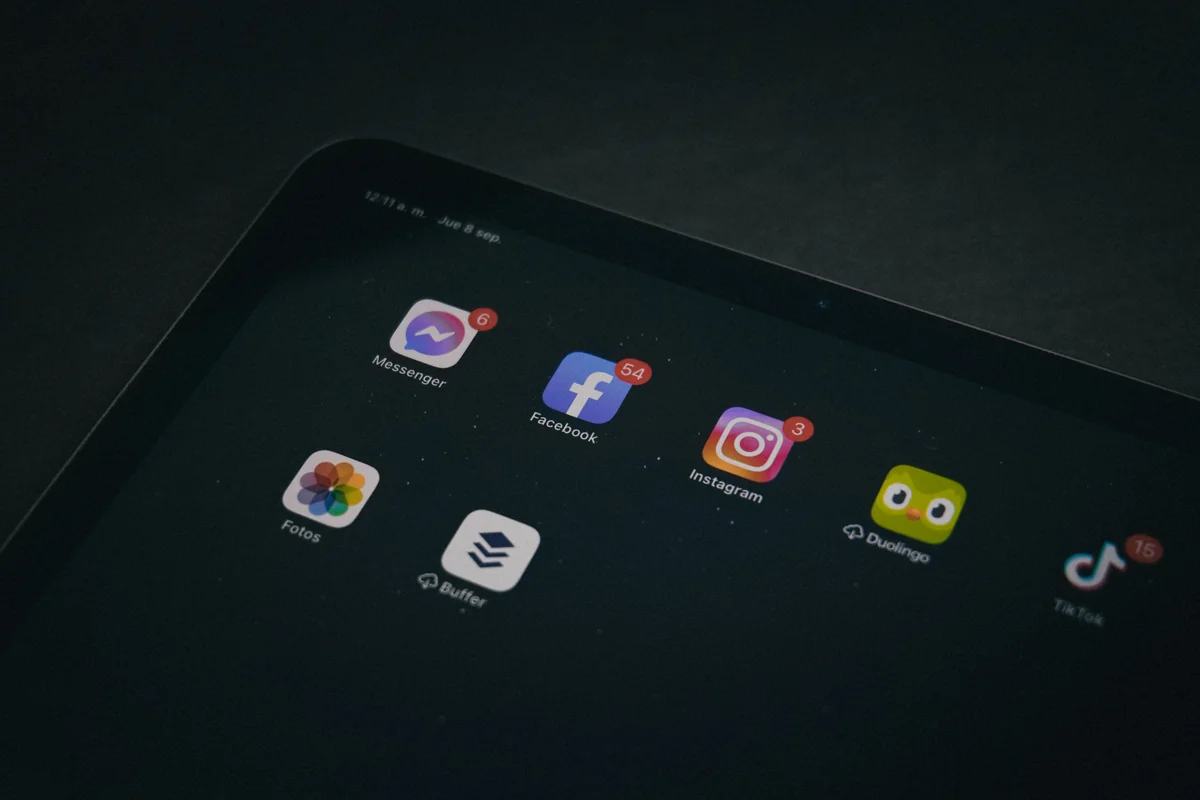 Ana ekranda bir uygulama ızgarası gösteren bir iPad tutan el